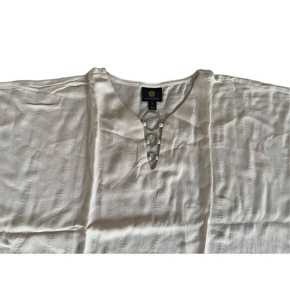 NWT SZ S Macy’s JM Collection Triple O-Ring Lurex Dolman Sleeve Tunic Top in Sug - Picture 7 of 9